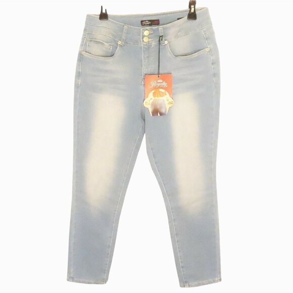 Royalty For Me Womens 12 Ankle High Rise Slim Fit Stretch Jeans Light Wash NWT - Picture 1 of 9